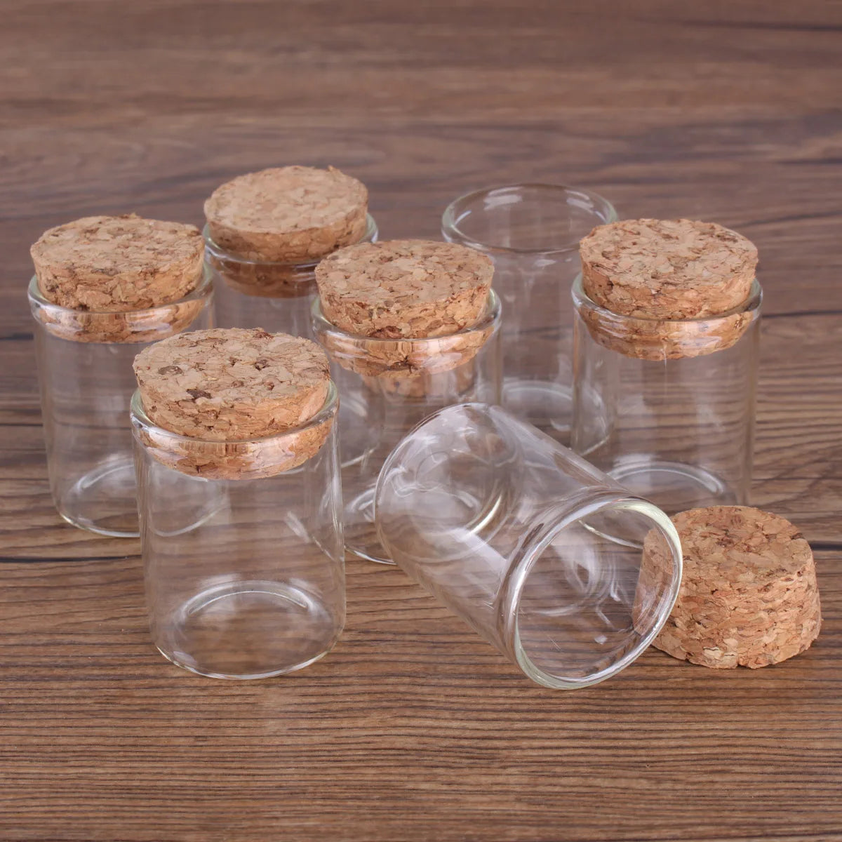 15ml/25ml/30ml/35ml/40ml/45ml/50ml/55ml/60ml/80ml/100ml Small Glass Test Tube with Cork Stopper Dragees Jars Bottles 24 pieces