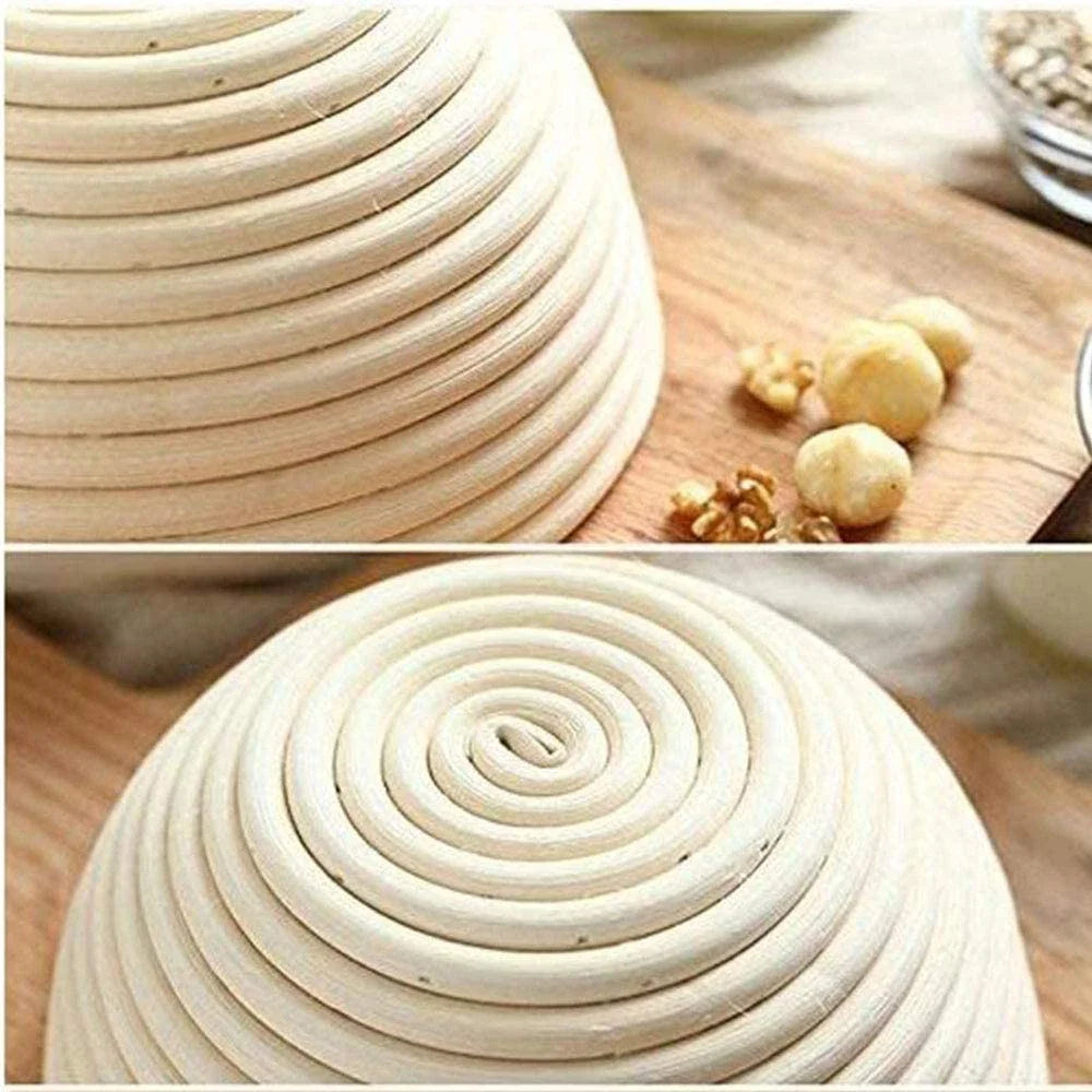 Rattan Bread Basket Oval Round Indonesian Fermentation Basket Woven Basket with Cloth Cover for Baking Cake Pans Fruit Tray