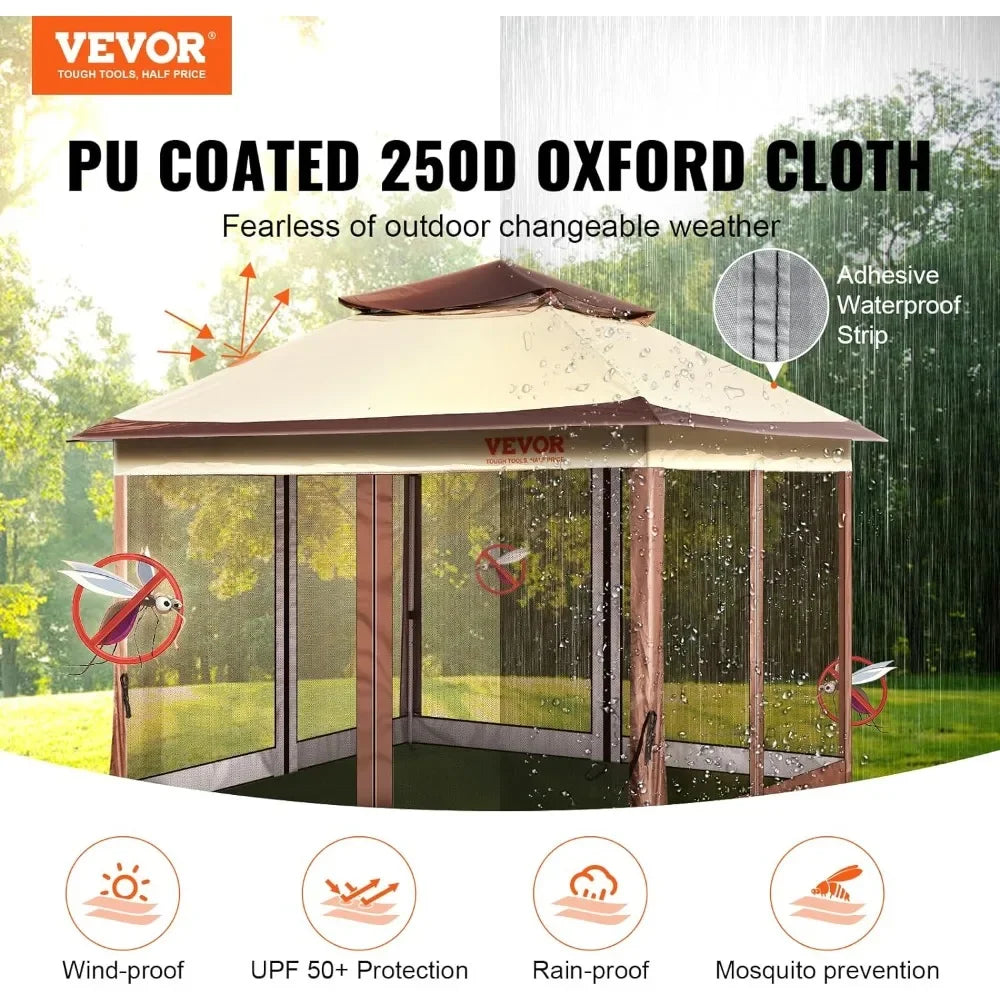 11 x 11FT Gazebo, Pop up Gazebos for 8-10 Person with Mosquito Netting, and PU Coated 250D Oxford Cloth, Patio Gazebo