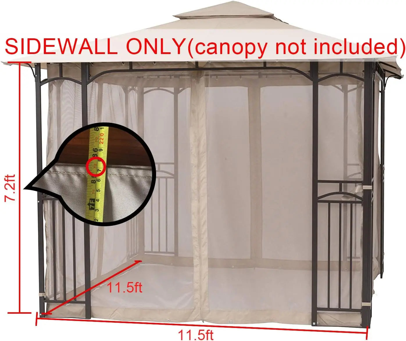 Patio Gazebo Mosquito Netting Screen Walls ONLY Breathable durable flame retardantConvenientmodificationandassembly