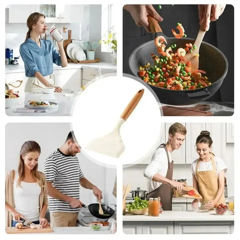 Silicone Spatula Cooking Utensils Beef Meat Egg Kitchen Scraper Wide Pizza Shovel Frying Non Stick Spatula Kitchenware Tools