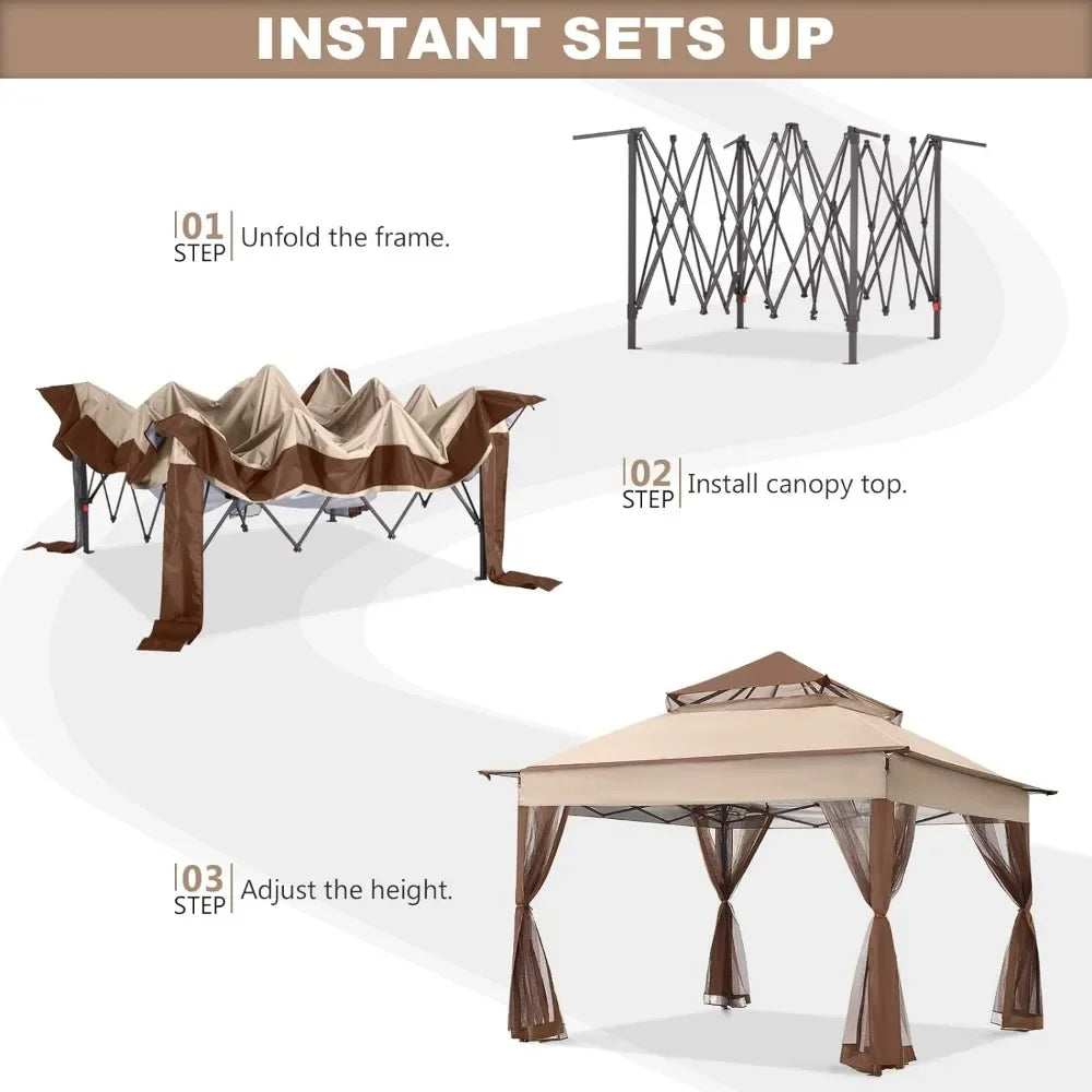 Outdoor Gazebo Pop Up Gazebo 11x11 - Outdoor Canopy Tent with Mosquito Netting for Patio Garden Backyard,Patio Gazebo