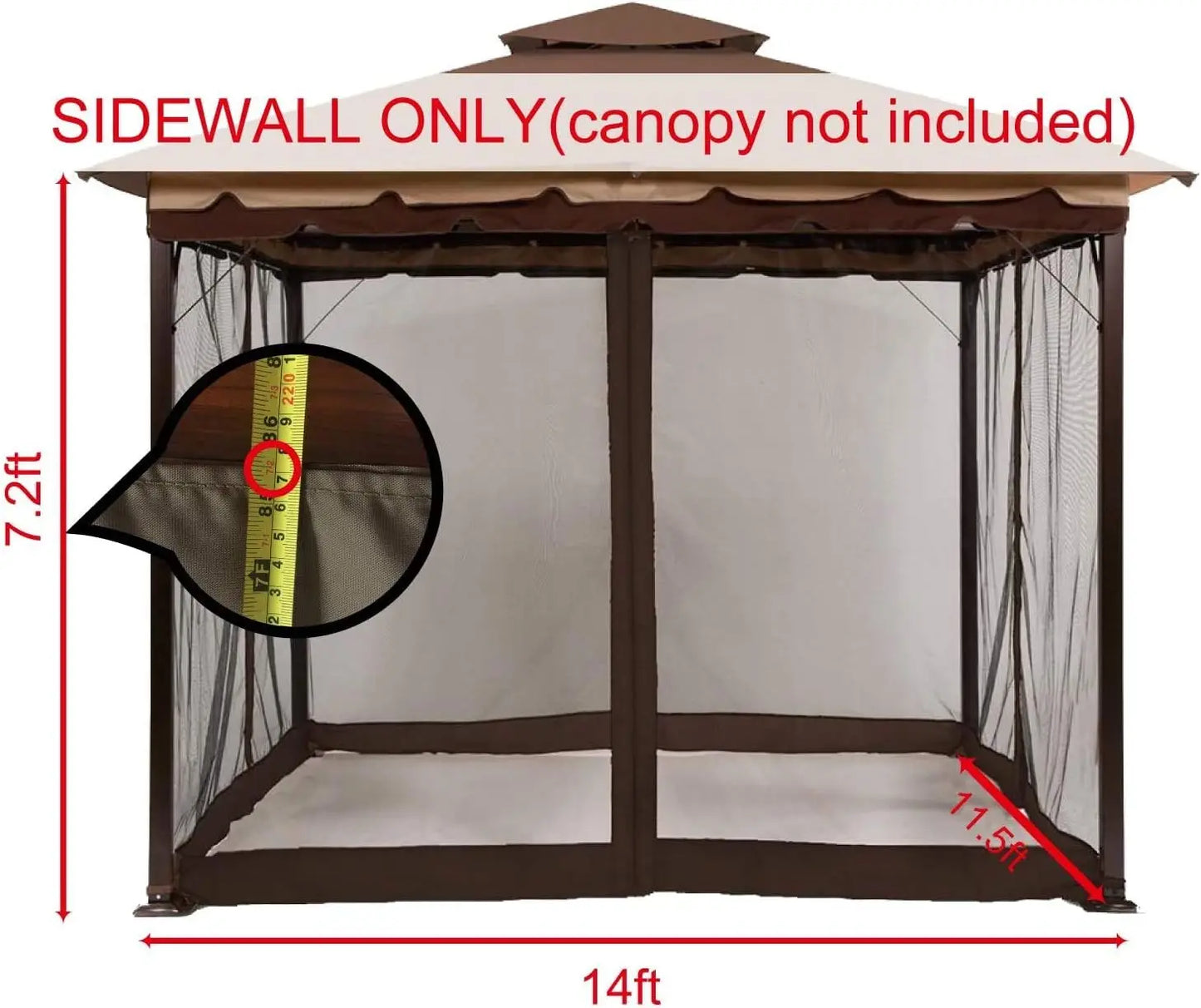 Patio Gazebo Mosquito Netting Screen Walls ONLY Breathable durable flame retardantConvenientmodificationandassembly