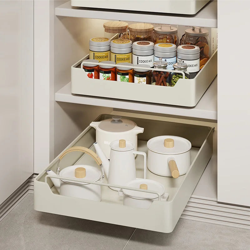 Pull out Cabinet Organizer Heavy Duty Slide out Pantry Shelves Drawer Storage Sliding Mesh Cabinet Basket for Kitchen Accessorie