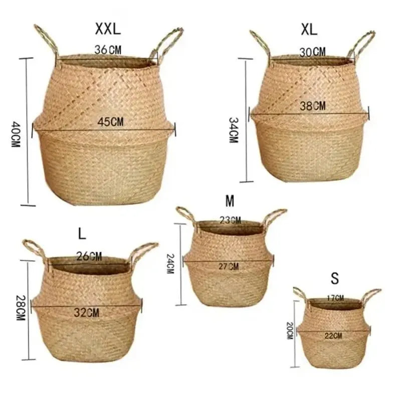 Natural Seaweed Wicker Basket Rattan Hanging Flowerpot Flowerpot Dirty Clothes Dirty Clothes Storage Botany Potted Plant Tools