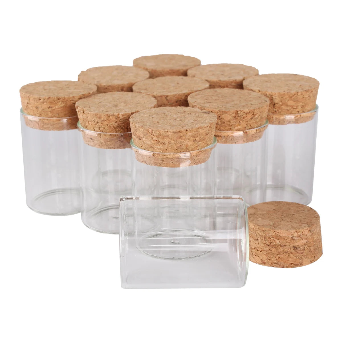 15ml/25ml/30ml/35ml/40ml/45ml/50ml/55ml/60ml/80ml/100ml Small Glass Test Tube with Cork Stopper Dragees Jars Bottles 24 pieces