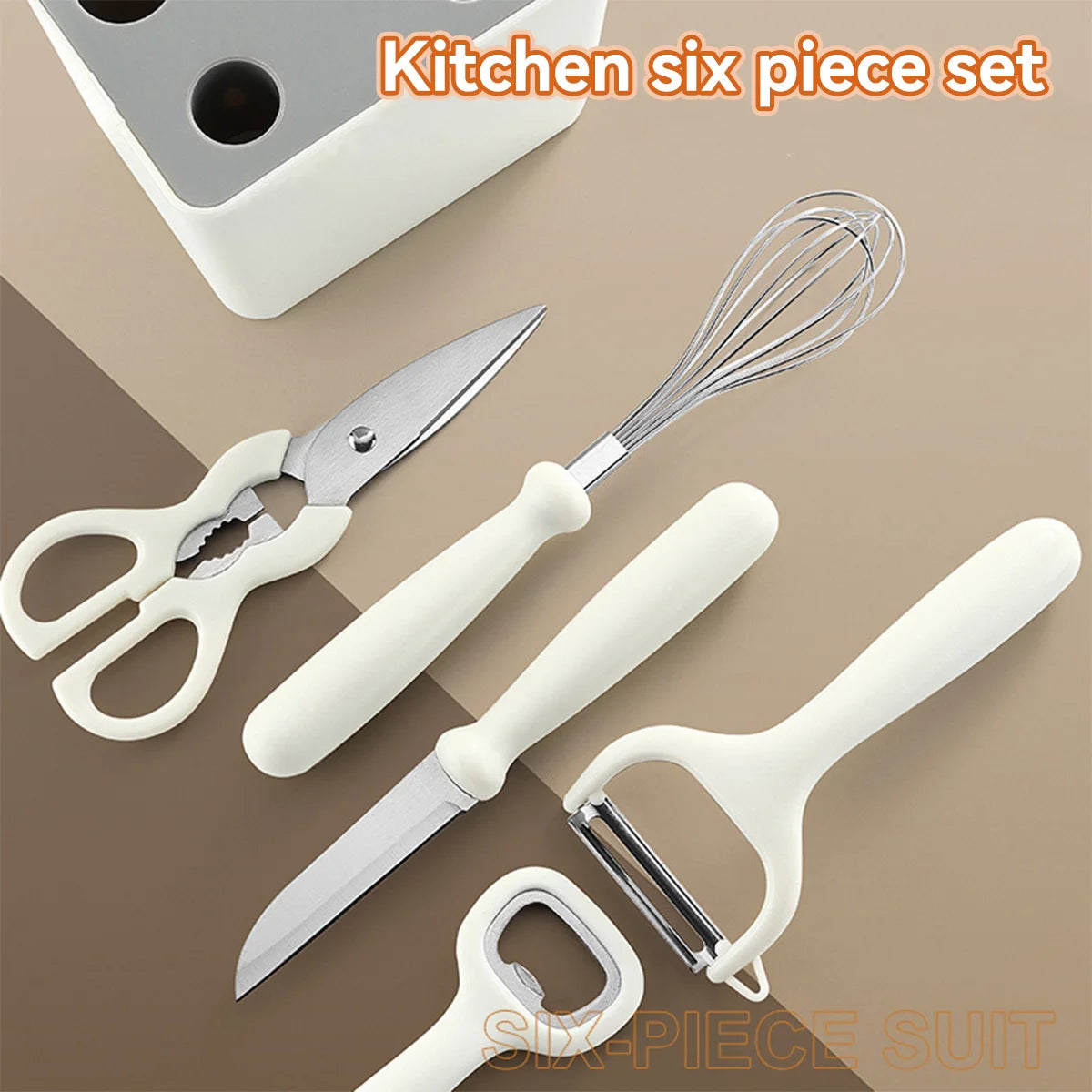 Stainless Steel Peeler Scissors Knife Egg Beater Bottle Opener Set Silicone Baking Set Oil Brush Spatula Scraper Kitchen Tools