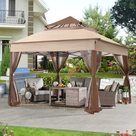 Outdoor Gazebo Pop Up Gazebo 11x11 - Outdoor Canopy Tent with Mosquito Netting for Patio Garden Backyard,Patio Gazebo