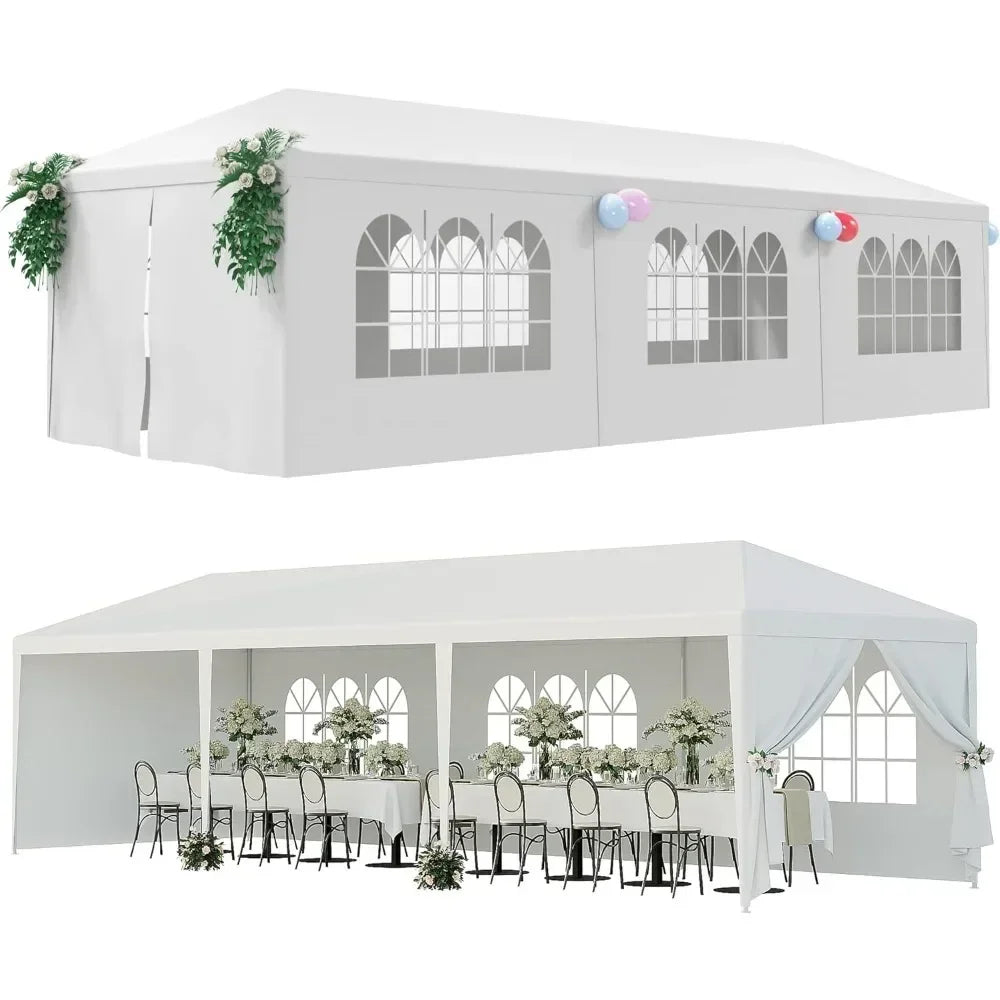 Outdoor Canopy Tent with Removable Sidewalls, Patio Camping Gazebo, Shelter, Pavilion for Party, Wedding, BBQ Events, 10x30'