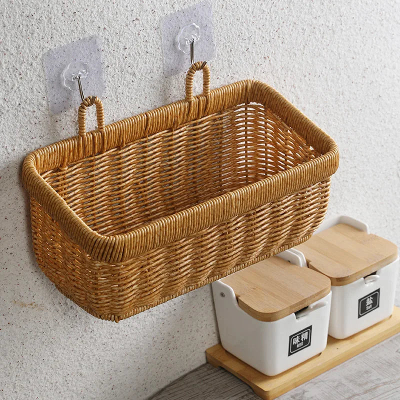 Wall Hanging Storage Basket Container Decorative Basket Hand Woven Kitchen Storage Basket for Garden Flower Pot Living Room