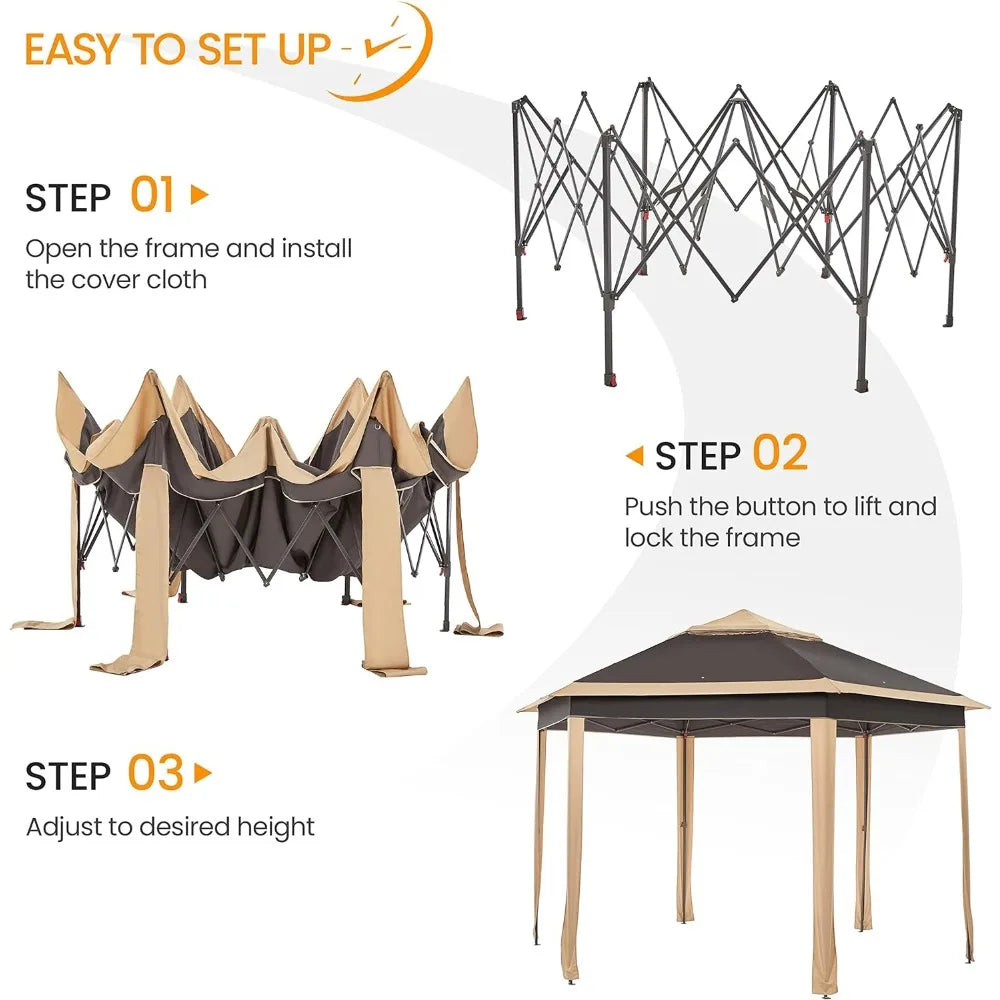 Outdoor Large Sun Shelter of 13'x13', Outdoor Canopy Tent with Carry Bag, Canopy Gazebo Commercial